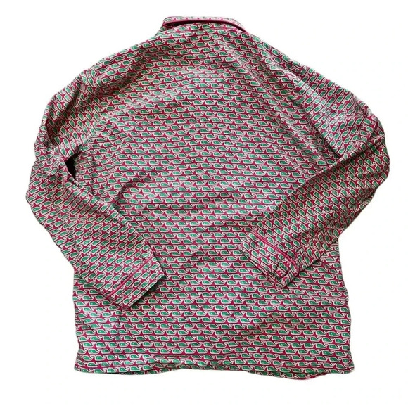 Vineyard Vines Pajama Top Button Down Pink Green Cotton Women’s Large - Picture 5 of 6